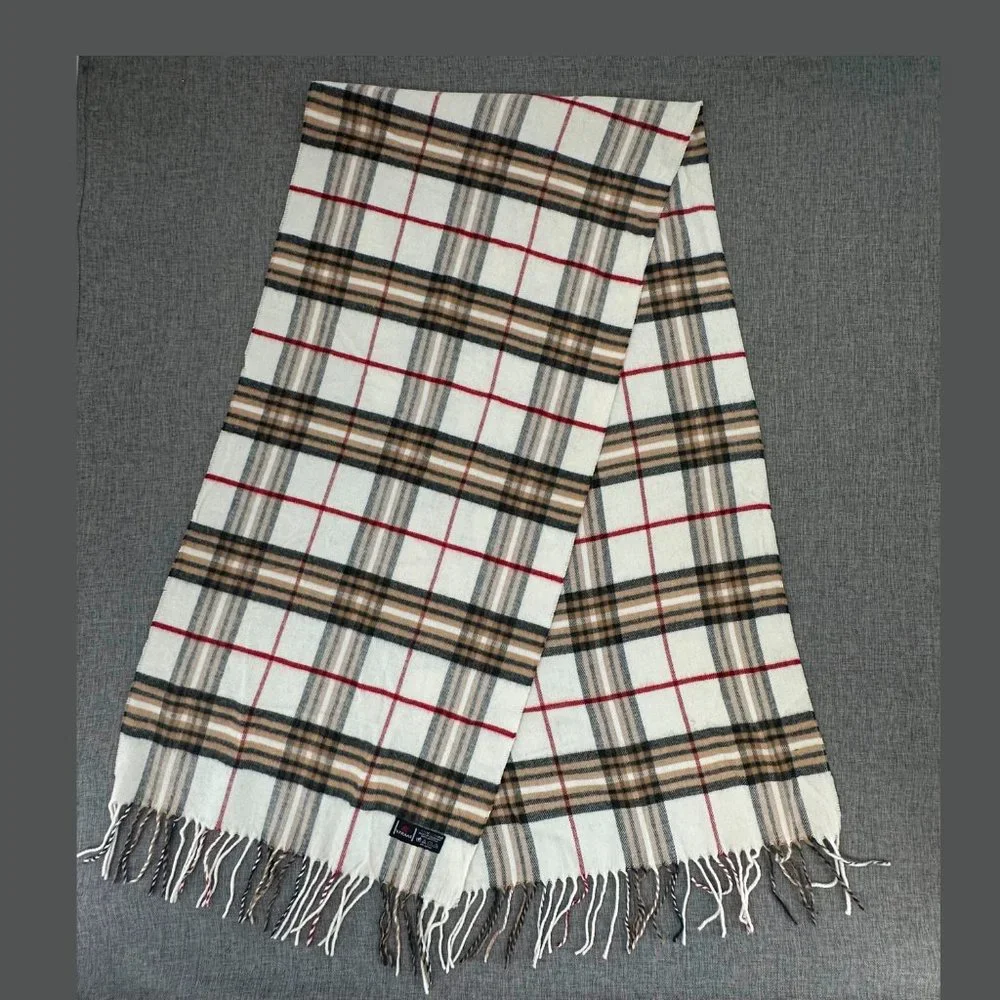 V.Fraas Cashmink Scarf 100% Acrylic Made in Germany Tan Black White‎ Red 15.25